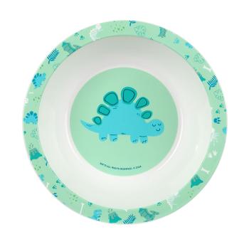 Grüne Kinderschüssel Safta Dino mit fröhlichem Dinosaurier-Motiv in der Mitte