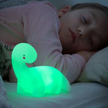 Leuchtende LED-Dinosaurierlampe Lightosaurus InnovaGoods in Grün – beruhigendes Nachtlicht neben schlafendem Kind